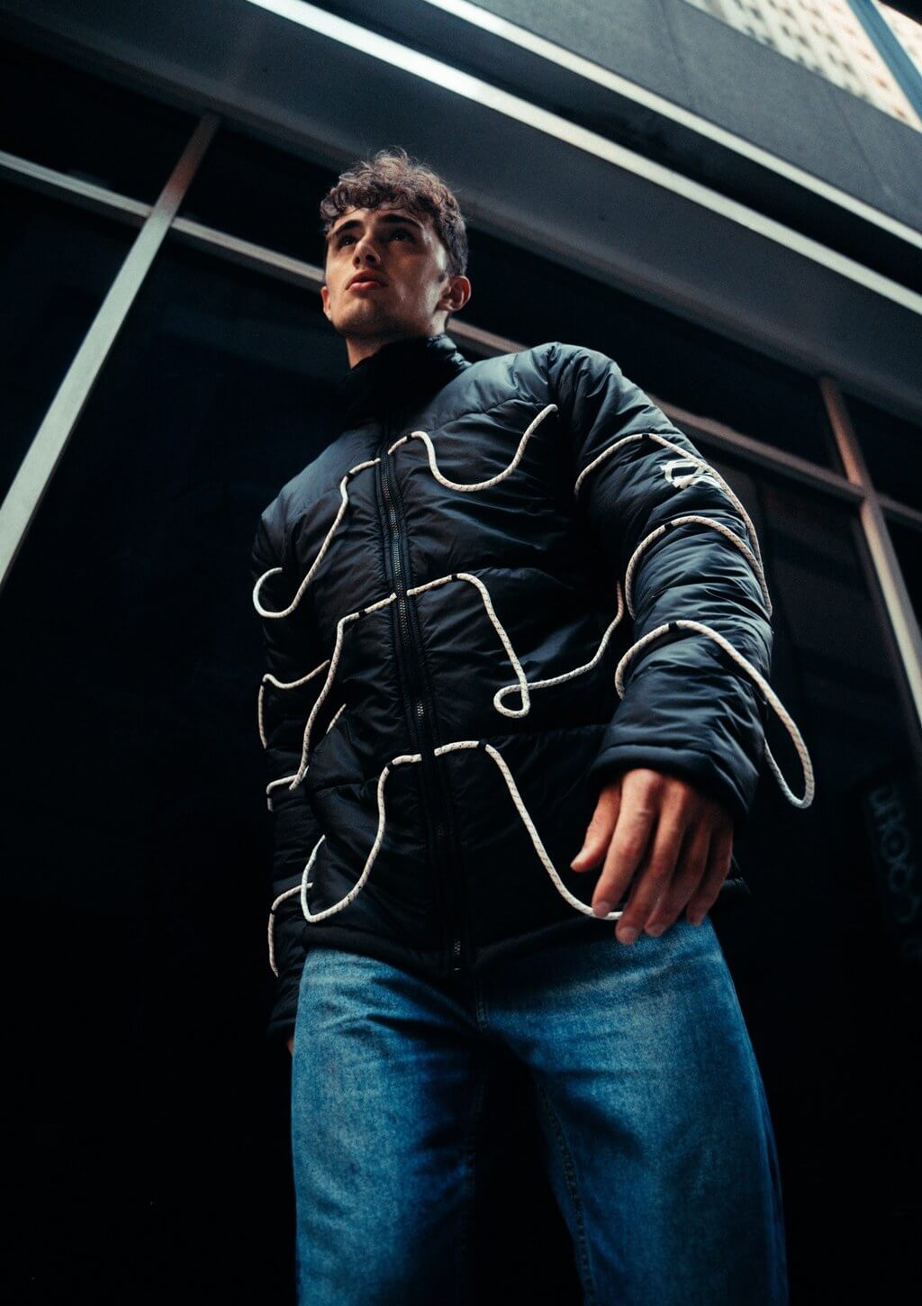 Male Model wearing ZRØΞFX™ puffer jacket